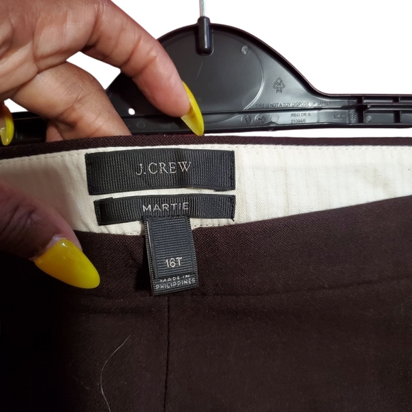 J. Crew Martie Slim Cropped Pants Trousers Side Zip Women Brown Size 16T - Picture 6 of 7